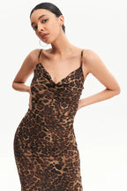 Slip Back Leopard Print Dress With Straps aclosy