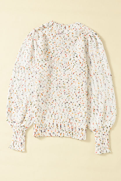 Confetti Round Neck Long Sleeve Sweater Trendsi