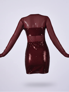 Alisha Sequin Red Mini Sleeved Party dress