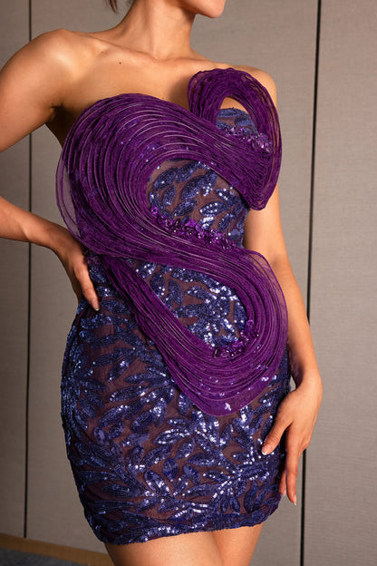 Charming Purple Sequin Exclusive Dress