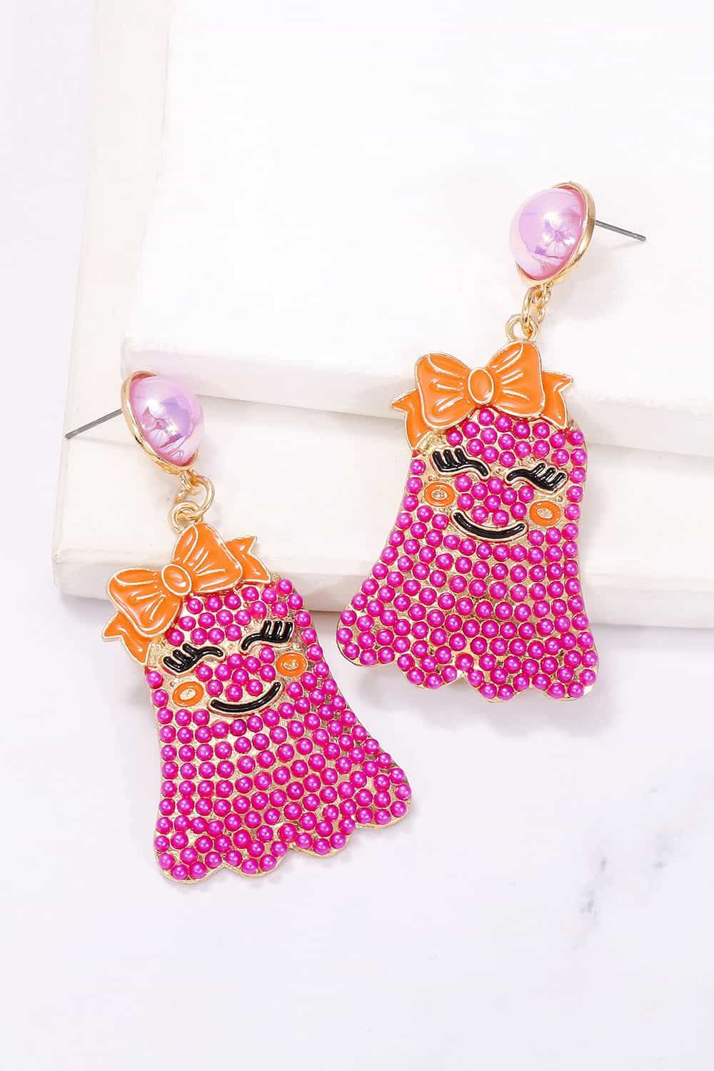 Smiling Ghost Shape Synthetic Pearl Earrings Trendsi