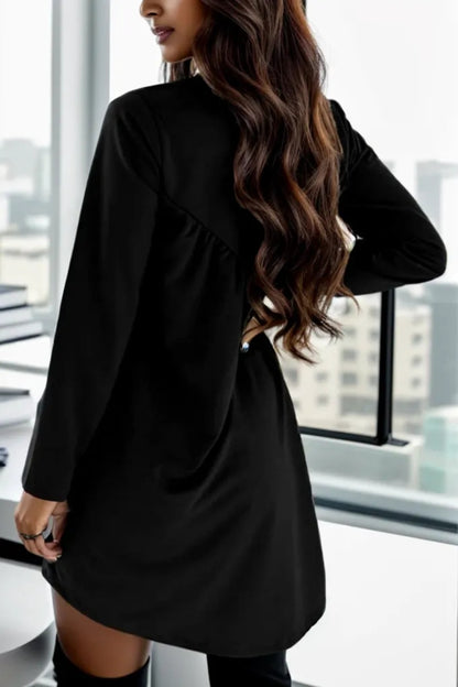 Round Neck Long Sleeve Mini Dress Trendsi