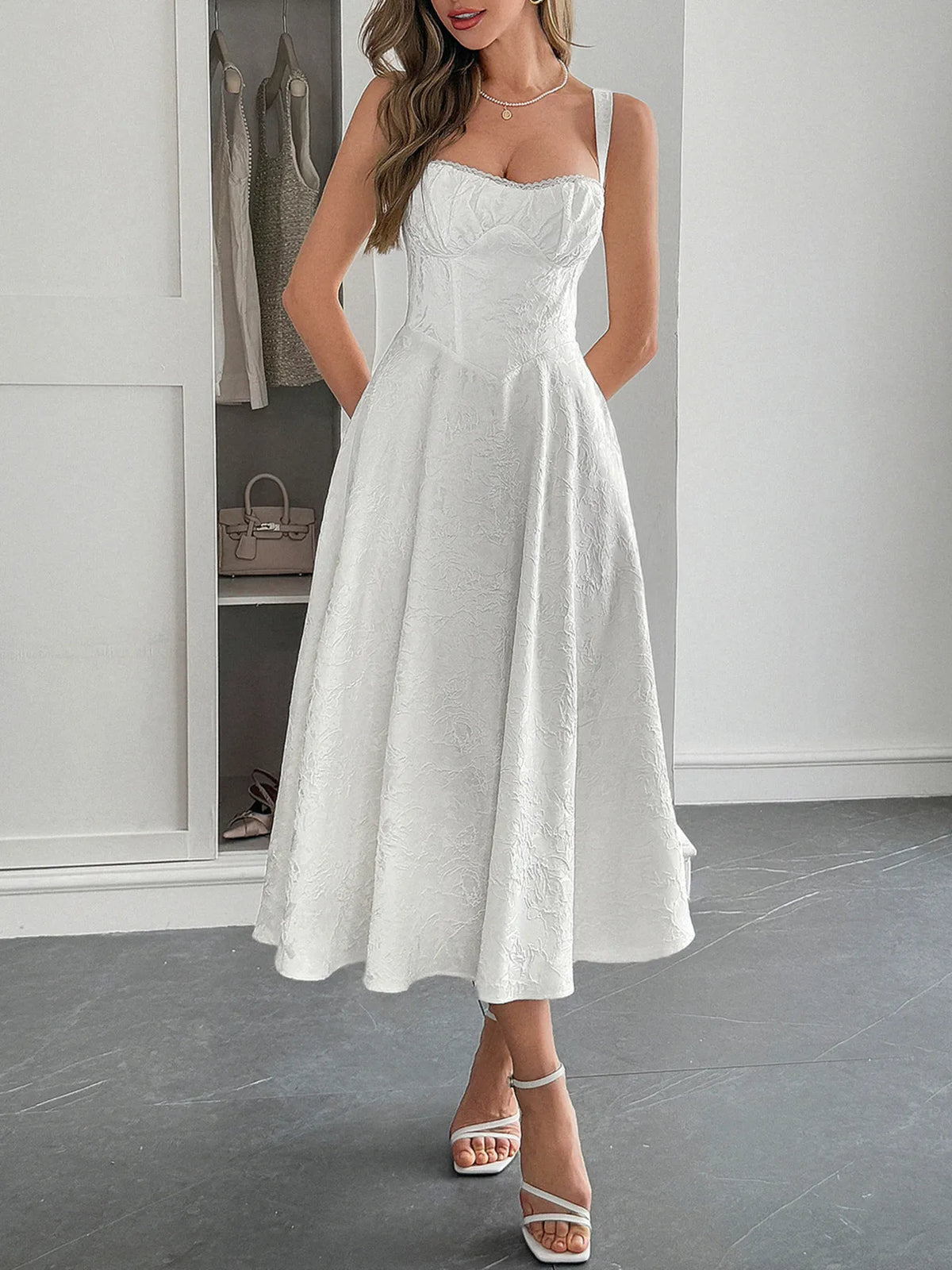 Lace-Up Sleeveless Midi Dress