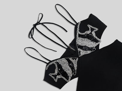 Alyia cutout black guest maxi dress