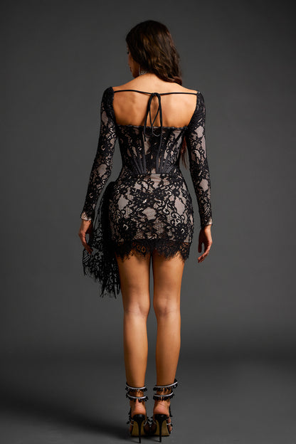 Alena Corset Black Mini Dress