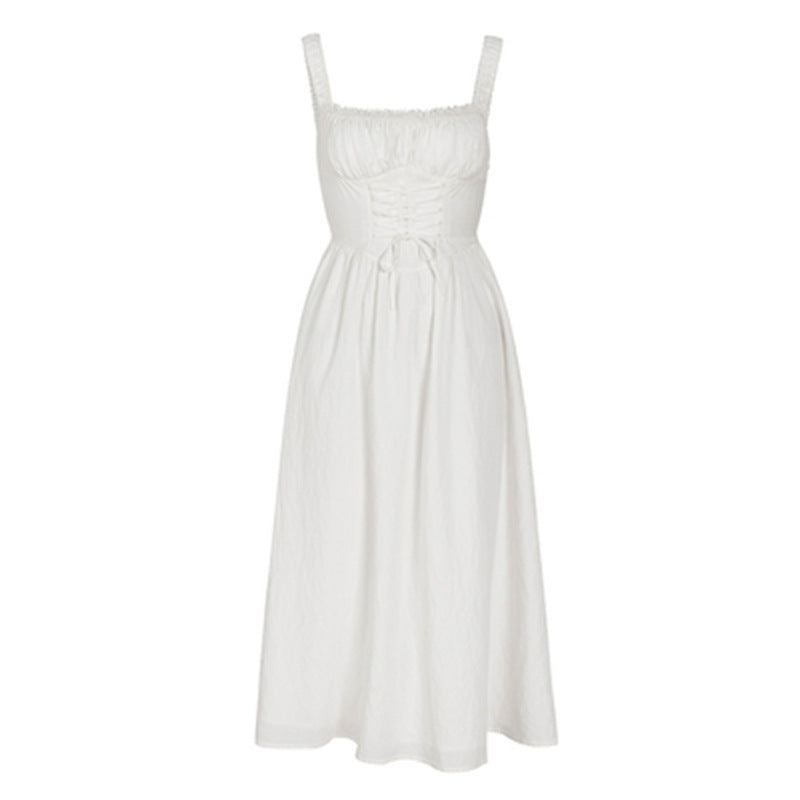 French Retro Square Collar Sling Dress null