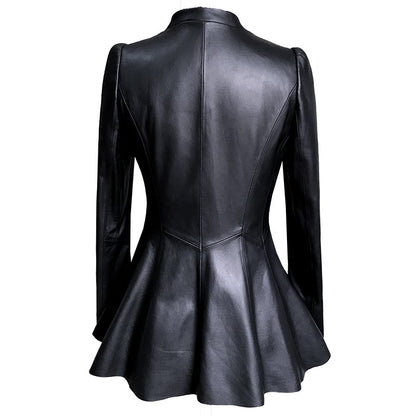 Short Coat Women's Leather Jacket Aclosy