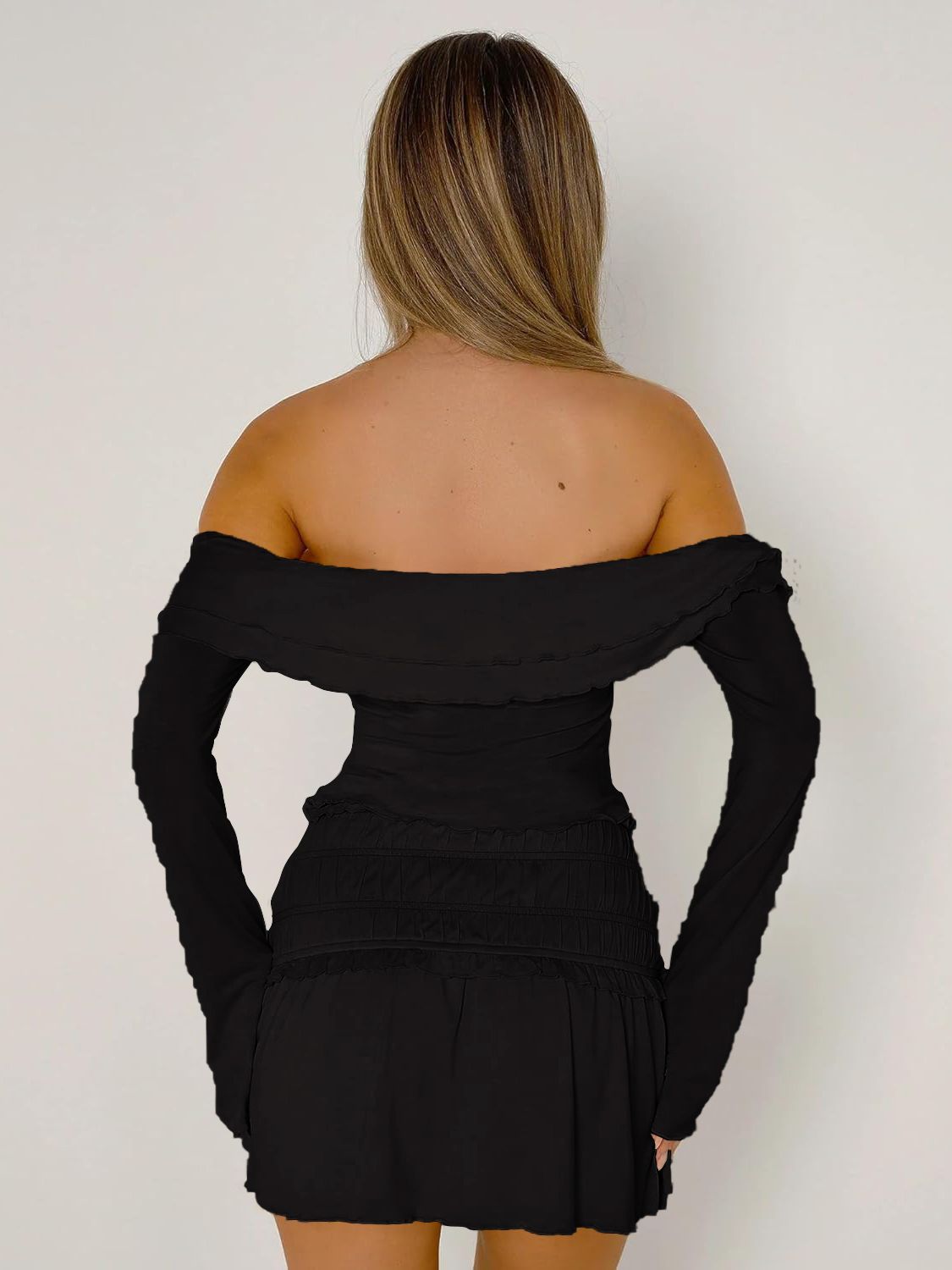 Devine Twisted Ruffled Off-Shoulder Long Sleeve T-Shirt Trendsi