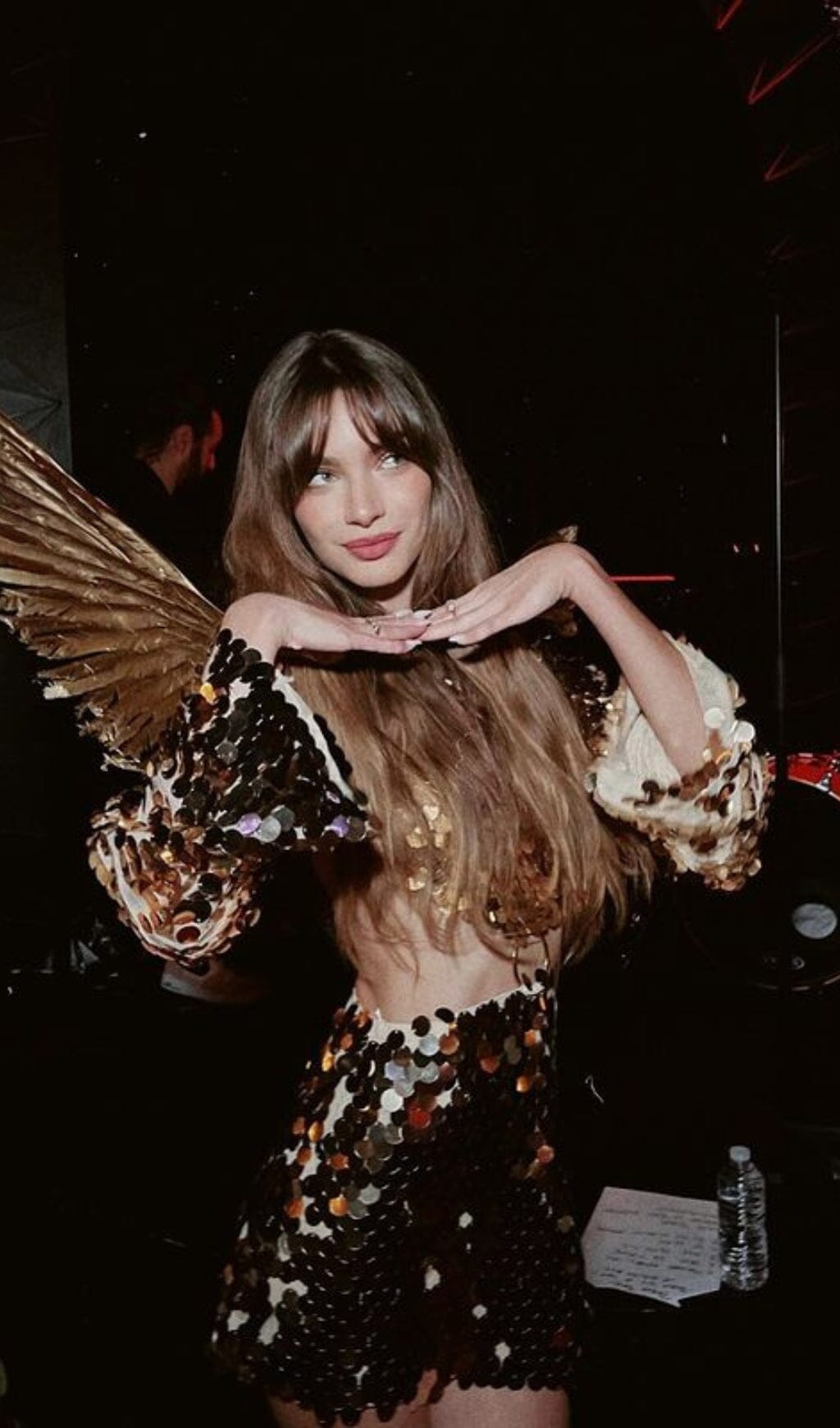 Sweet And Spicy Women's Long Sleeve Round Neck Sexy Large Sequined Evening Dress aclosy