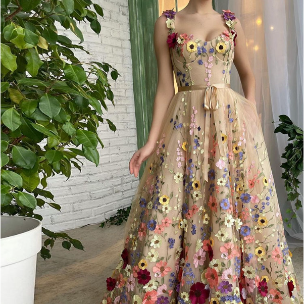 Sevintage Exquisite 3D Flowers Prom Dresses Sweetheart Aclosy