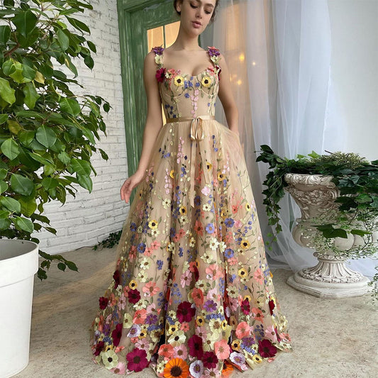 Sevintage Exquisite 3D Flowers Prom Dresses Sweetheart Aclosy