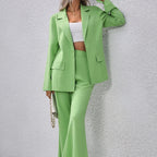 European And American Solid Color Small Suit Bell-bottom Pants aclosy