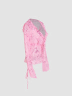 2023 New Ins Fashion Women's Strappy Lace V-neck Top  Chiffon Printed Dress Suit aclosy