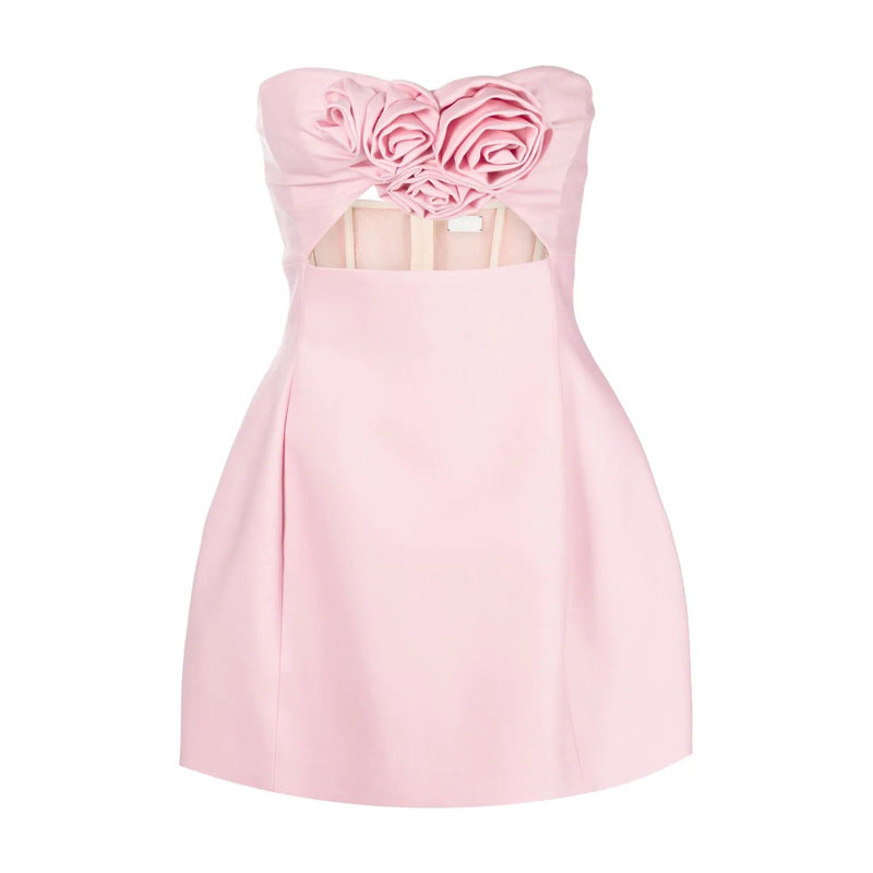 Women's Rose Flower Wrap Party Dress Aclosy