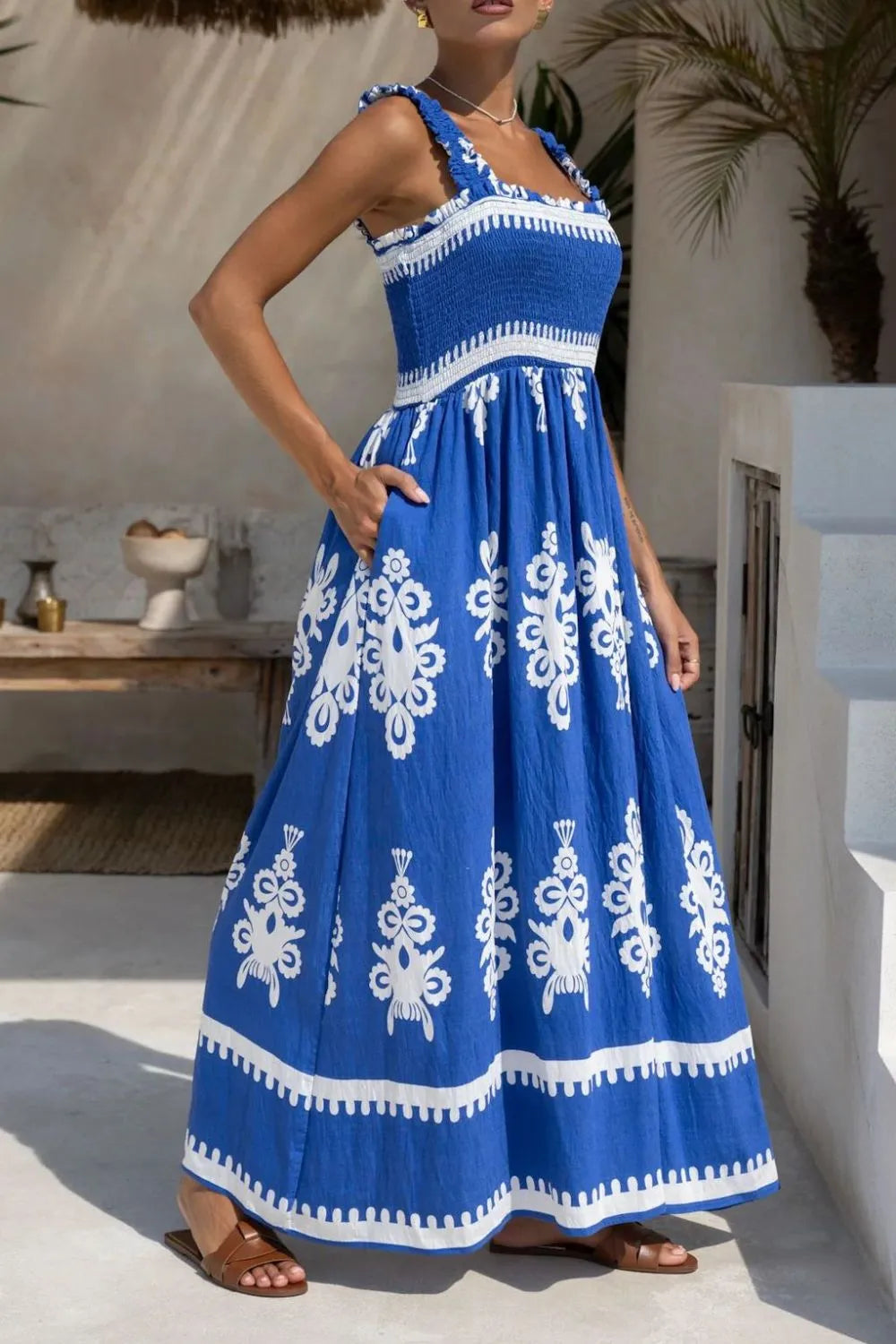 Printed Square Neck Cami Dress