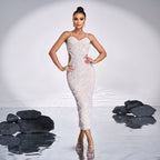 Hollow-out Camisole Beads Banquet Evening Dress Aclosy