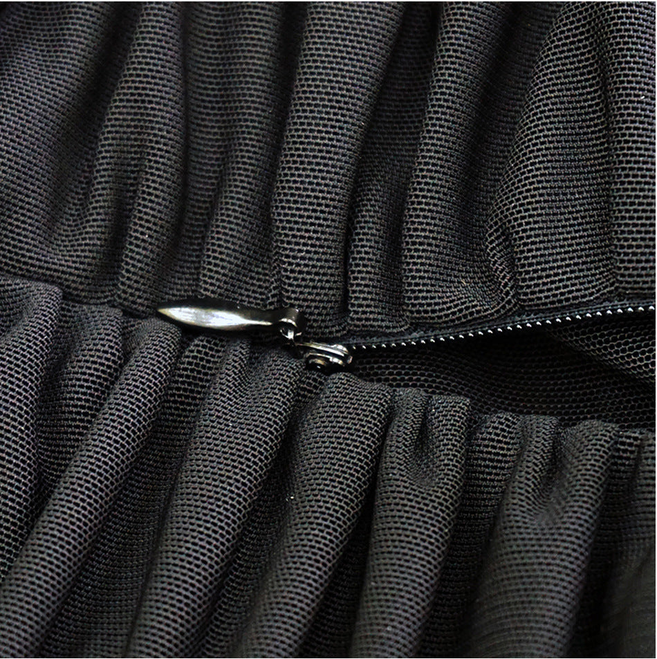 Slim-fit Bag Hip Belt Chest Pad Pleated Neckline Dress Aclosy