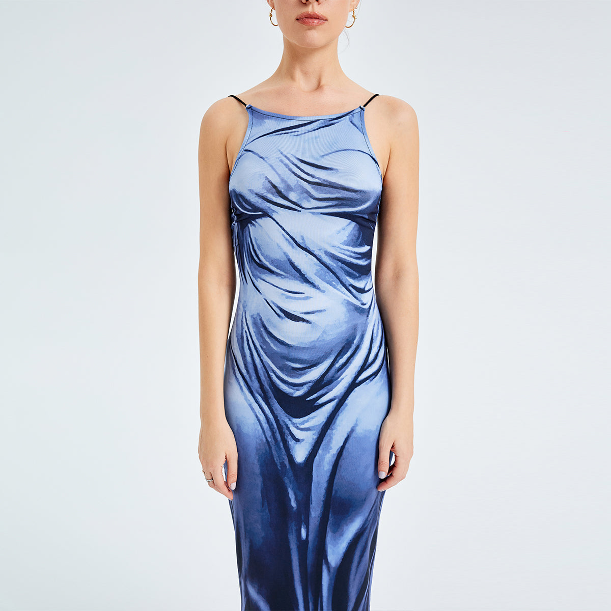 Fashion Print Backless Cami Long Dress Aclosy Fashion Print Backless Cami Long Dress Aclosy