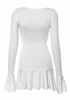 Akaila Low Cut Long Sleeve Ruffled Mini Dress