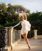 Women's High-end Oblique Shoulder Decorative Flower Dress Aclosy