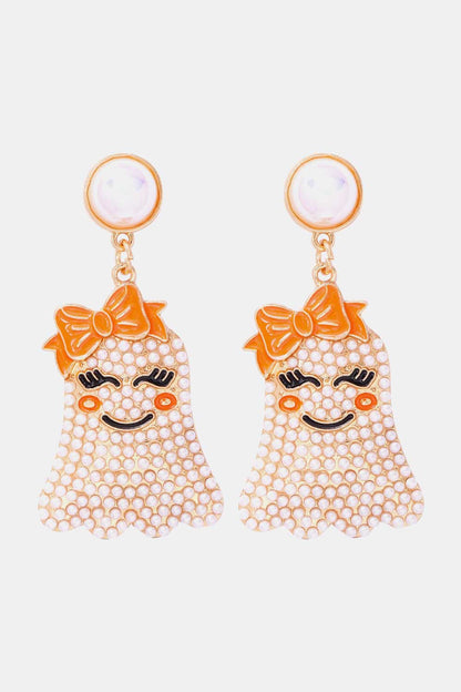 Smiling Ghost Shape Synthetic Pearl Earrings Trendsi