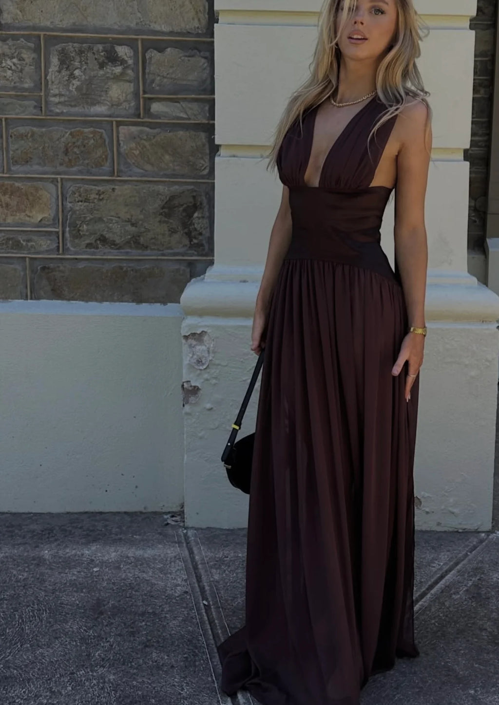 Maelle Draped Chiffon Maxi Dress