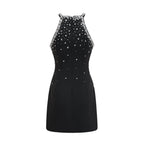 Slantria black embellished mini dress
