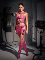 Flower Decoration Elegant Rhinestone Dress Aclosy