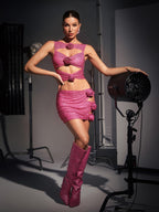 Flower Decoration Elegant Rhinestone Dress Aclosy