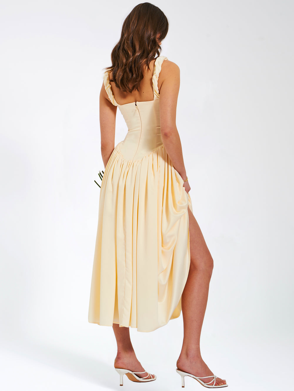 Riola Egg White Satin Drop Waist Maxi Sundress (Copy) aclosy