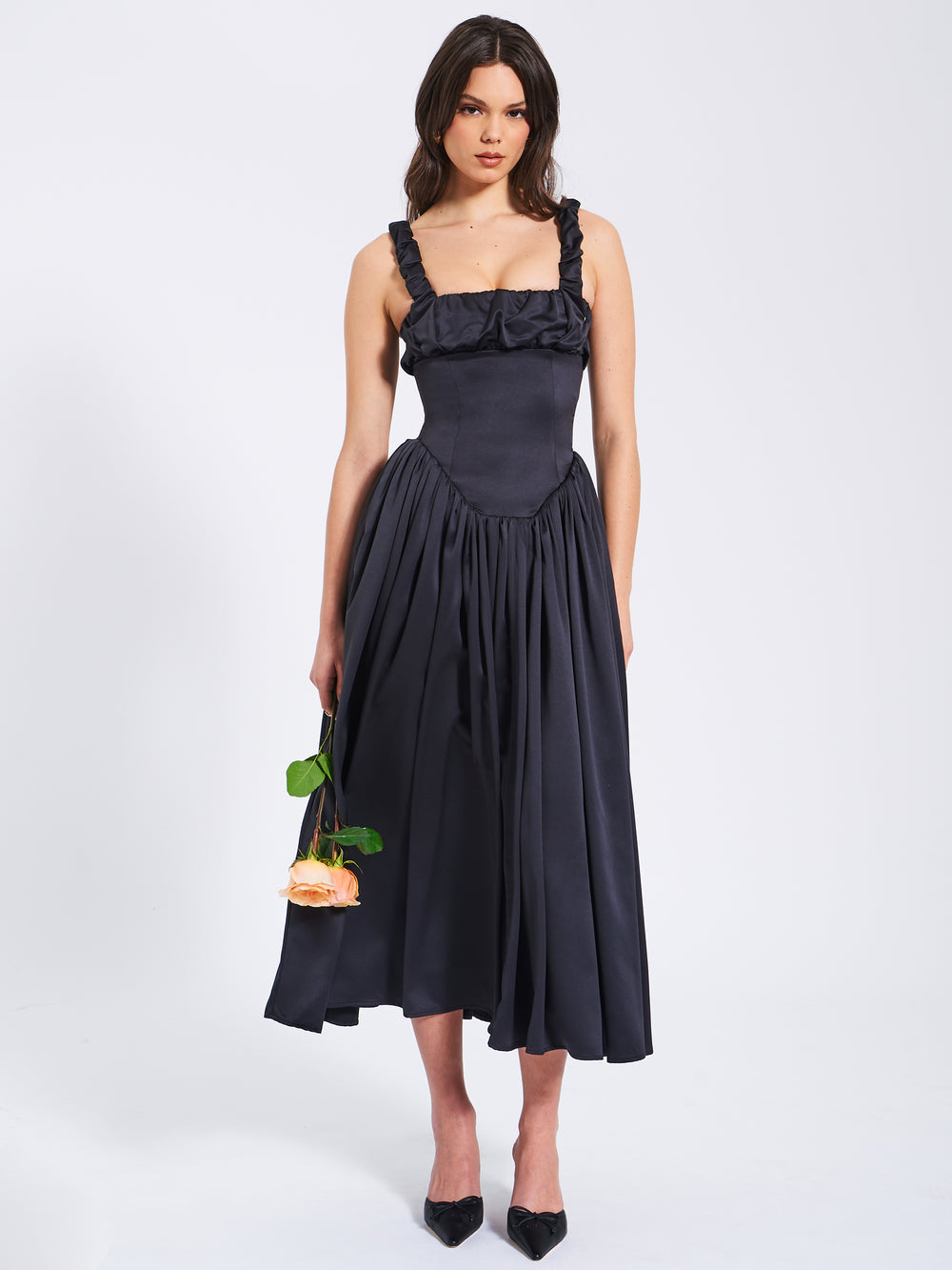 Riola Egg White Satin Drop Waist Maxi Sundress (Copy) aclosy