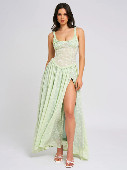 Alyia Lux Weave High Slit Maxi Dress