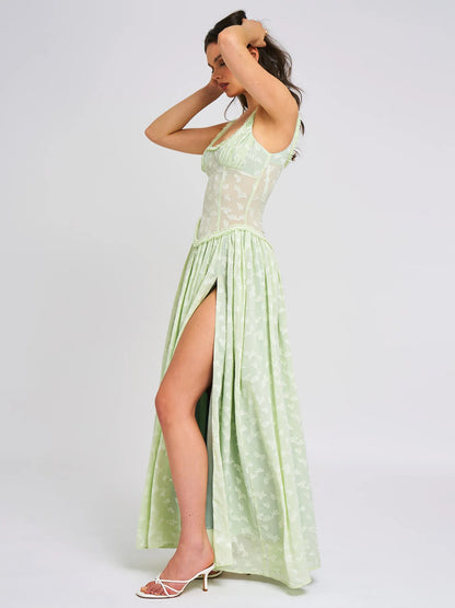 Alyia Lux Weave High Slit Maxi Dress