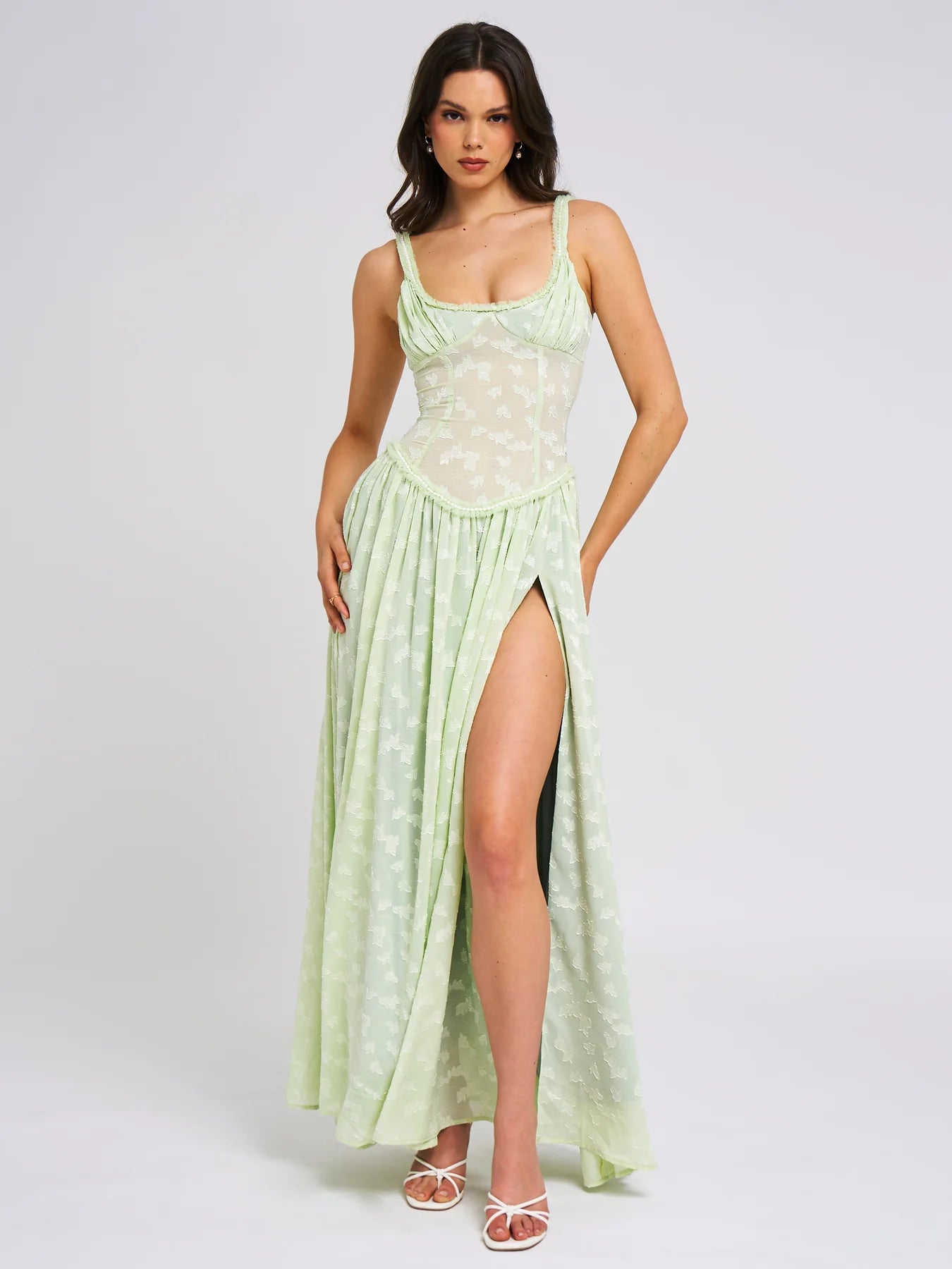 Alyia Lux Weave High Slit Maxi Dress