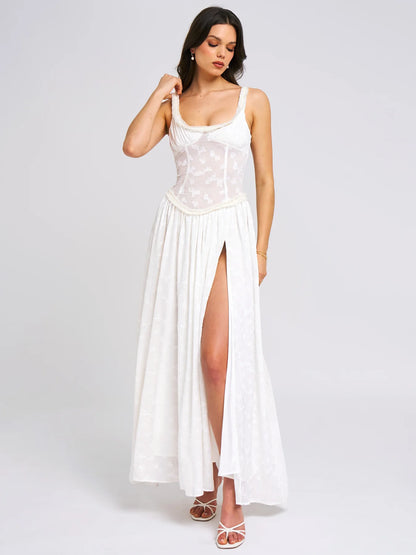 Alyia Lux Weave High Slit Maxi Dress