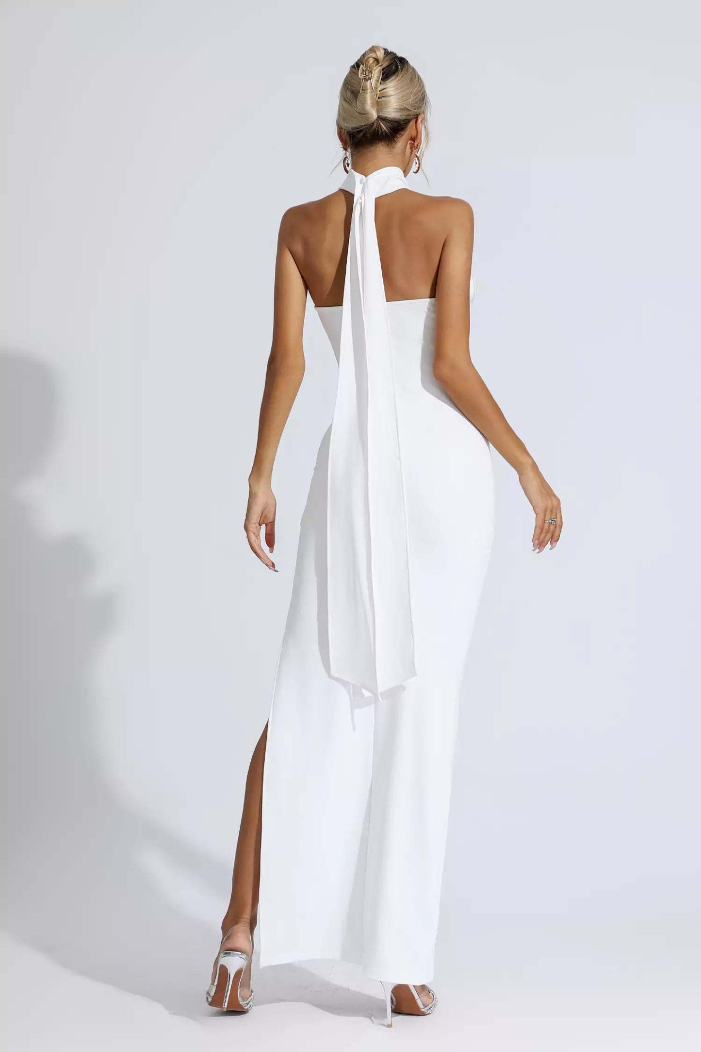 DVEN ONE SHOULDER CELEB SLIT DRESS