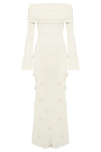 Karika Off Shoulder Knit Rose Maxi Dress