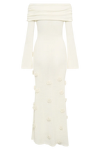 Karika Off Shoulder Knit Rose Maxi Dress