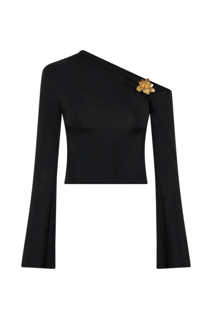 Alaina Asymmetrical Set Gold Detail- Black