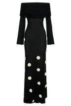 Karika Off Shoulder Knit Rose Maxi Dress