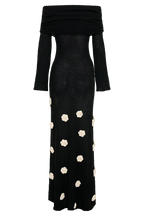 Karika Off Shoulder Knit Rose Maxi Dress