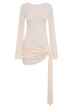 Dera mesh sleeved mini backless dress