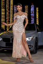 ELENA SEQUIN SLIT MAXI DRESS