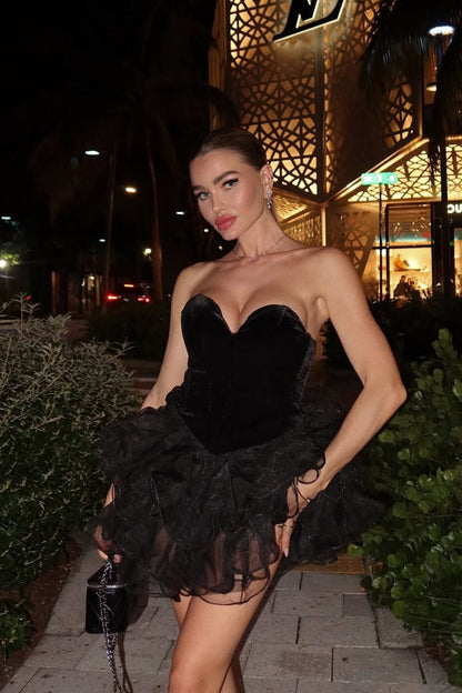 PERCIA STRAPLESS BLACK MINI DRESS