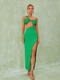 Oblique Shoulder Summer Dress aclosy