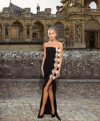 Women's Bandage Dress Black Tube Top White Bow Aclosy