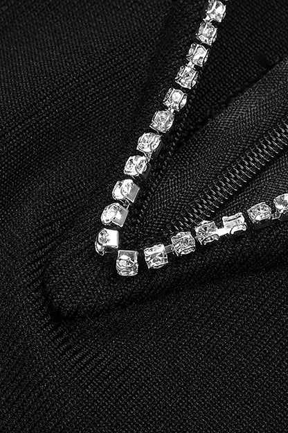 Fashion Bandage Dress V Neck Diamond aclosy