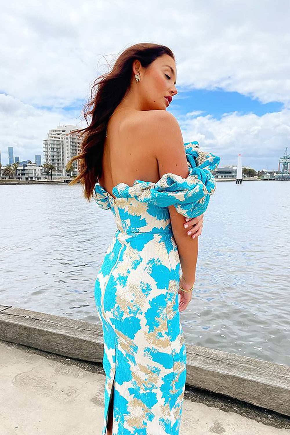 Women's Fashion Temperament Jacquard V-neck Dress Aclosy