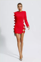 Asymmetric Hollow Bow Dress Aclosy