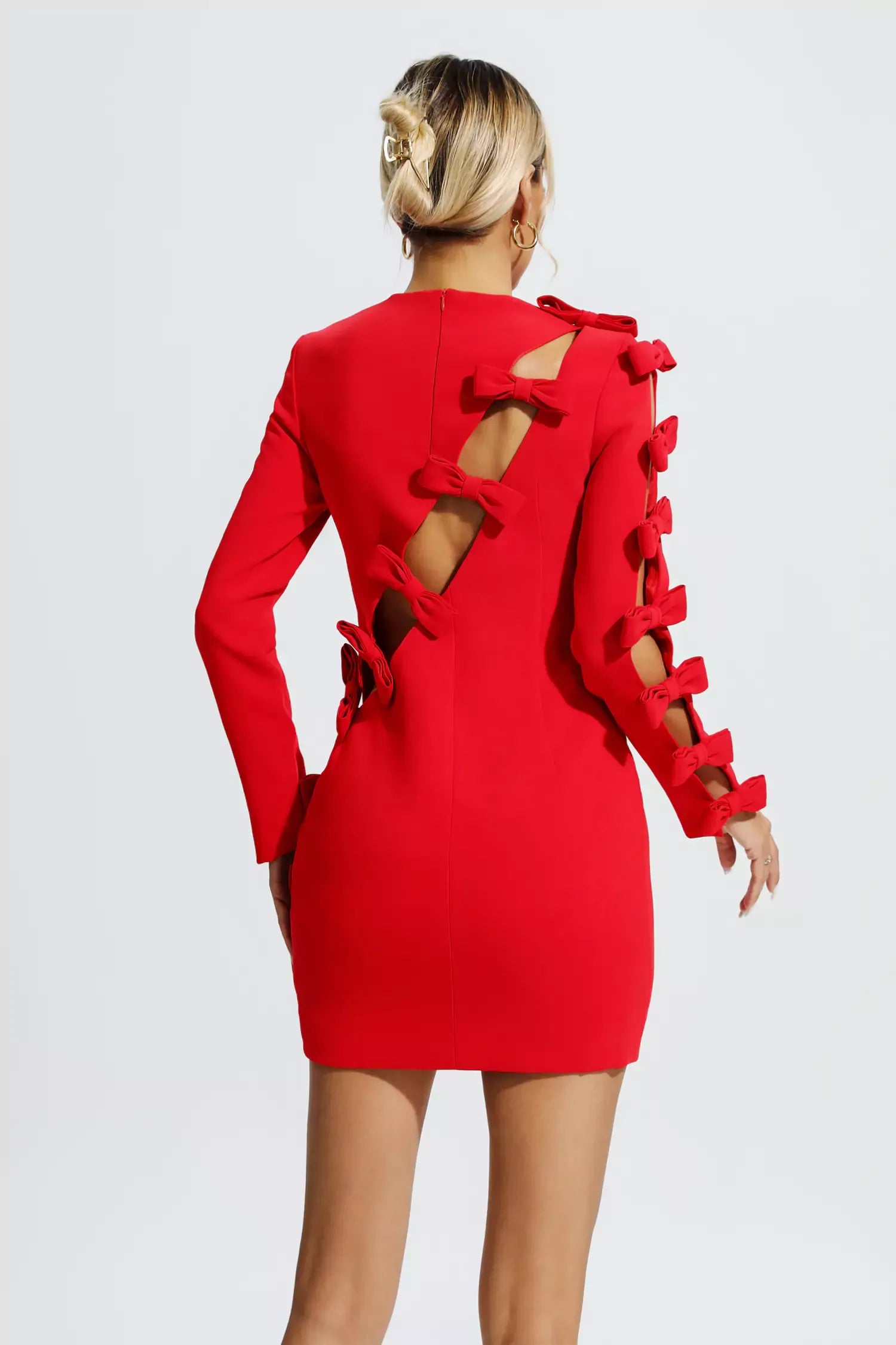 Asymmetric Hollow Bow Dress Aclosy